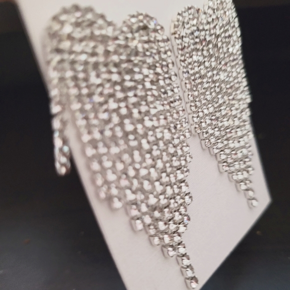 Rhinestone Heart Earrings - Picture 5 of 5